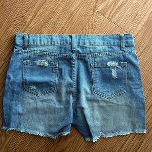 Distressed jean shorts